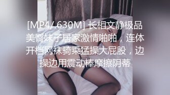 [MP4/ 630M] 长相文静极品美臀妹子居家激情啪啪，连体开档网袜骑乘猛操大屁股，边操边用震动棒摩擦阴蒂