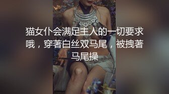 猫女仆会满足主人的一切要求哦，穿著白丝双马尾，被拽著马尾操